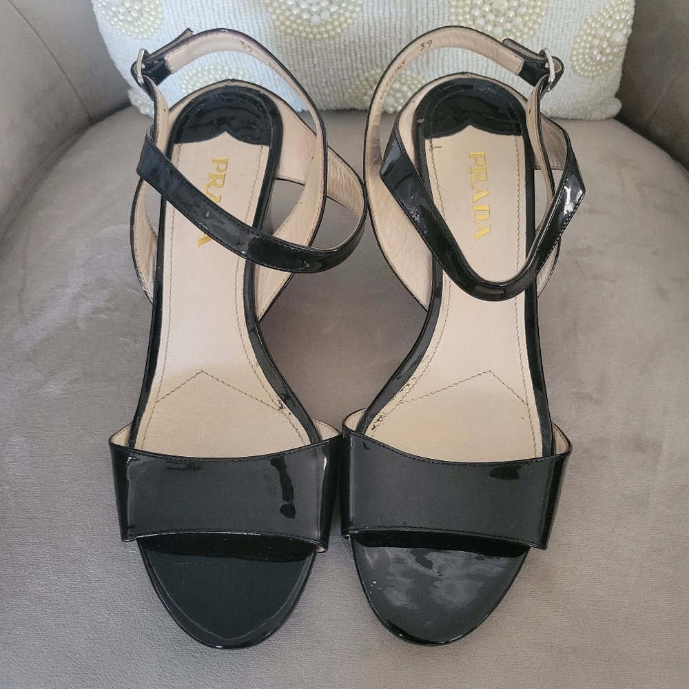 Prada Glossy Black Sandals